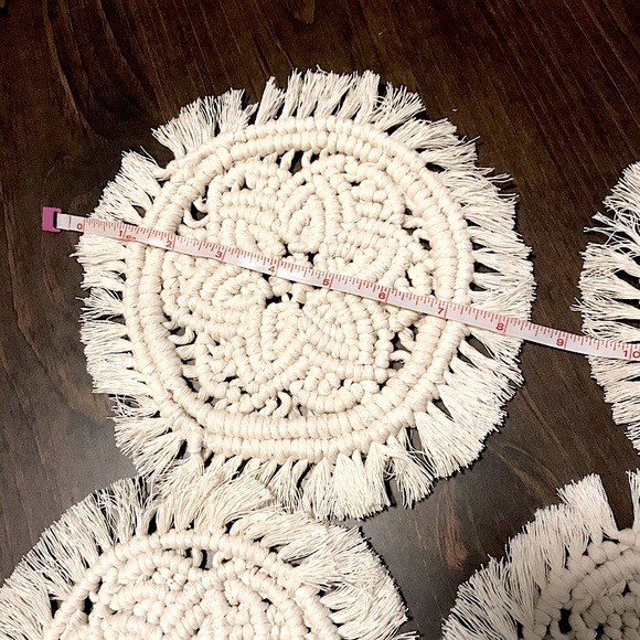 🆕🌸»-Handmade-»bÖhÖ-» [Set 4] Macrame Woven Flower Design Trivets | XL Coasters - Picture 14 of 17